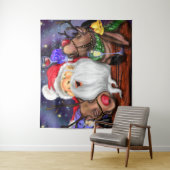 Weihnachtsmann mit Rentiers Funny Christmas Tapest Wandteppich (Beispiel)
