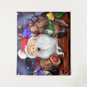 Weihnachtsmann mit Rentiers Funny Christmas Tapest Wandteppich (Vorderseite)