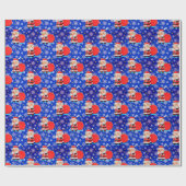 Weihnachtsmann mit riesigem Geschenksack Schneeflo Geschenkpapier (Flach)