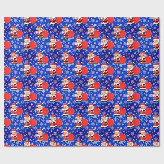 Weihnachtsmann mit riesigem Geschenksack Schneeflo Geschenkpapier (Flach)