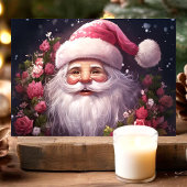 Weihnachtsmann mit rosa Rosen Weihnachten