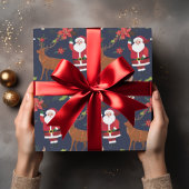 Weihnachtsmann mit Rudolph Custom Christmas Festiv Geschenkpapier