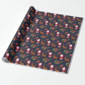 Weihnachtsmann mit Rudolph Custom Christmas Festiv Geschenkpapier (Ungerollt)