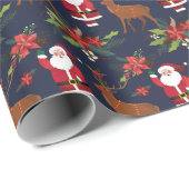Weihnachtsmann mit Rudolph Custom Christmas Festiv Geschenkpapier (Rolleneckpunkt)