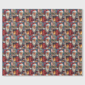 Weihnachtsmann mit Russisch Blau Katze Weihnachtsk Geschenkpapier (Flach)