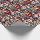 Weihnachtsmann mit Russisch Blau Katze Weihnachtsk Geschenkpapier (Ecke)