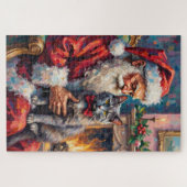 Weihnachtsmann mit Russisch Blau Katze Weihnachtsk Puzzle (Horizontal)