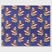 Weihnachtsmann mit "Sackful of Toys on Blue" Geschenkpapier (Flach)
