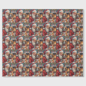 Weihnachtsmann mit Saint Bernard Christmas-Kunst Geschenkpapier (Flach)