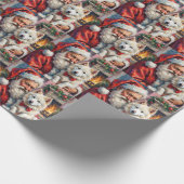 Weihnachtsmann mit Samojeden Weihnachtskunst Geschenkpapier (Ecke)
