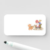 Weihnachtsmann mit Schlitten, Geschenken und Renti Namensschild (Beispiel)