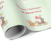 Weihnachtsmann mit Schlitten und Rentier Personali Geschenkpapier (Rolleneckpunkt)