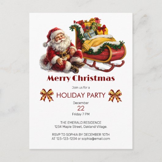 Weihnachtsmann mit Schlitten voller Geschenke Weih Postkarte (Vorderseite)