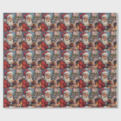 Weihnachtsmann mit Schnauzer Weihnachtskunst Geschenkpapier (Flach)