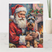 Weihnachtsmann mit Schnauzer - Weihnachtskunst Karte (Vorderseite)
