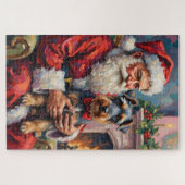 Weihnachtsmann mit Schnauzer Weihnachtskunst Puzzle (Horizontal)