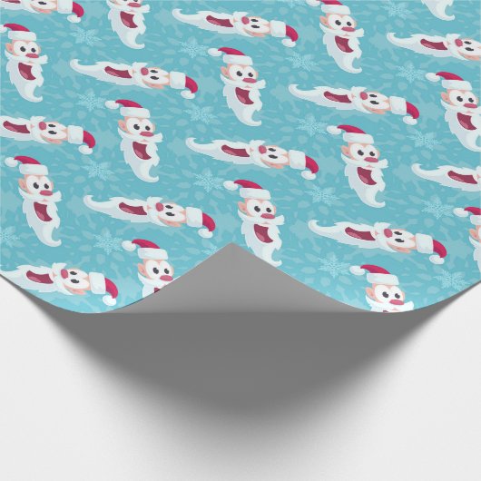 Weihnachtsmann mit Schneeflocken Geschenkpapier (Ecke)