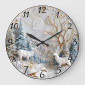 Weihnachtsmann mit Schneeflocken Große Wanduhr (Vorderseite)