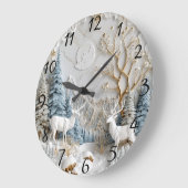 Weihnachtsmann mit Schneeflocken Große Wanduhr (Winkel)