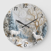 Weihnachtsmann mit Schneeflocken Große Wanduhr (Vorderseite)