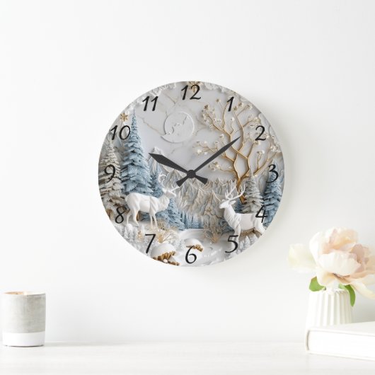 Weihnachtsmann mit Schneeflocken Große Wanduhr (Zuhause)