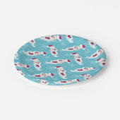 Weihnachtsmann mit Schneeflocken Pappteller (Schrägansicht)