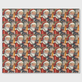 Weihnachtsmann mit schwarzer Katze Weihnachtskunst Geschenkpapier (Flach)