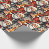 Weihnachtsmann mit schwarzer Katze Weihnachtskunst Geschenkpapier (Ecke)