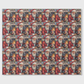 Weihnachtsmann mit Scottish Terrier Weihnachtskuns Geschenkpapier (Flach)