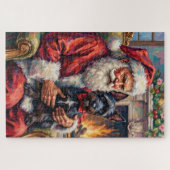 Weihnachtsmann mit Scottish Terrier Weihnachtskuns Puzzle (Horizontal)