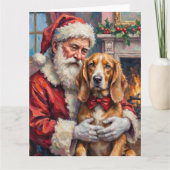 Weihnachtsmann mit Seidenwindhund - Weihnachtskuns Karte (Vorderseite)