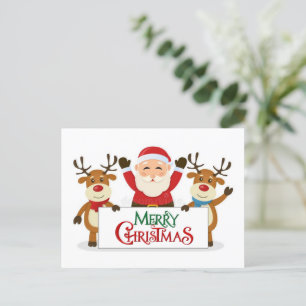 Weihnachtsmann mit seiner Postkarte für Rentiere