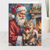 Weihnachtsmann mit Sibirischer Katze - Weihnachtsk Karte (Vorderseite)