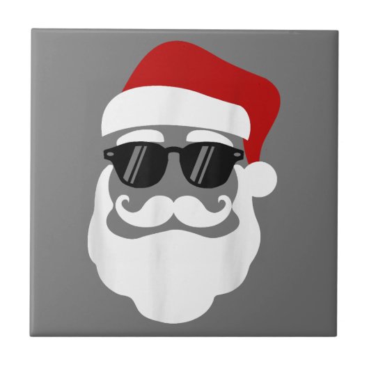 Weihnachtsmann mit Sonnenbrille Funny Christmas De Fliese (Vorderseite)
