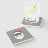 Weihnachtsmann mit Sonnenbrille Funny Christmas De Steinuntersetzer (Seitenansicht)