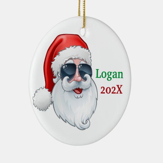 Weihnachtsmann mit Sonnenbrille Weihnachten Keramik Ornament (Rechts)