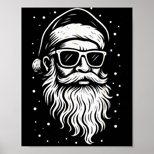 Weihnachtsmann mit Sonnenbrille Weihnachten Xmas f Poster (Vorne)
