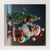 Weihnachtsmann mit sonniger Laughe Weihnachtsbaum Puzzle (Horizontal)