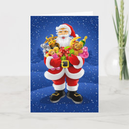 Weihnachtsmann mit Spielzeug Feiertagskarte