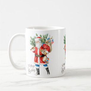 Weihnachtsmann mit Spielzeug und Trommel Kaffeetasse