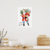 Weihnachtsmann mit Spielzeug und Trommel Poster (Küche)