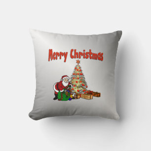 Weihnachtsmann mit Spielzeug unter Weihnachtsbaum Kissen