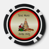 Weihnachtsmann mit Spielzeug unter Weihnachtsbaum Pokerchips (Rückseite)