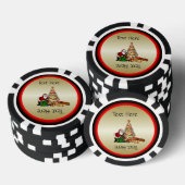 Weihnachtsmann mit Spielzeug unter Weihnachtsbaum Pokerchips (Stapel)