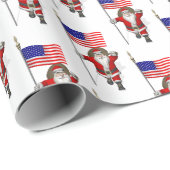 Weihnachtsmann mit sternengesprenkeltem Banner Geschenkpapier (Rolleneckpunkt)