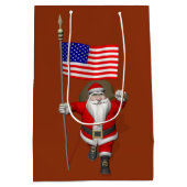 Weihnachtsmann mit sternengesprenkeltem Banner Mittlere Geschenktüte (Rückseite)