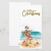 Weihnachtsmann mit Surfbrett Weihnachten tropisch  (Vorne/Hinten)