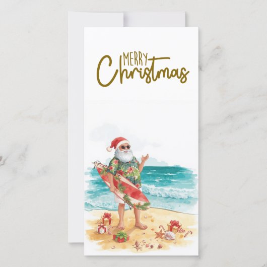 Weihnachtsmann mit Surfbrett Weihnachten tropisch  (Vorderseite)