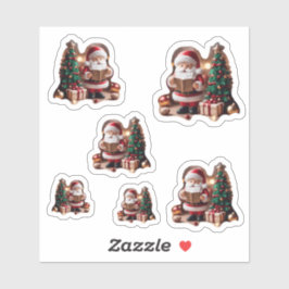 Weihnachtsmann mit Tannenbaum in 3D - 6  Aufkleber