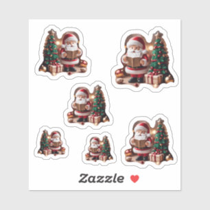 Weihnachtsmann mit Tannenbaum in 3D - 6  Aufkleber